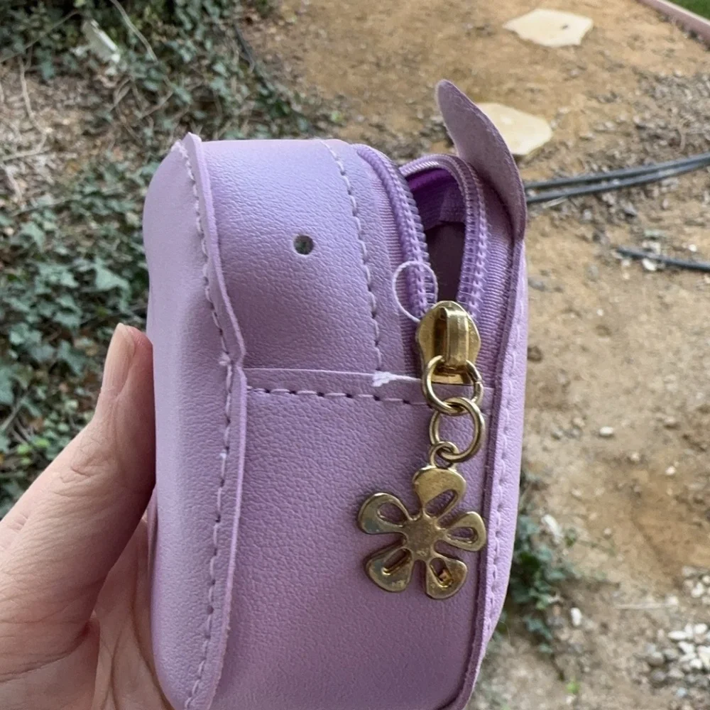 Cute cat zipper handbag/coin bag in purple.